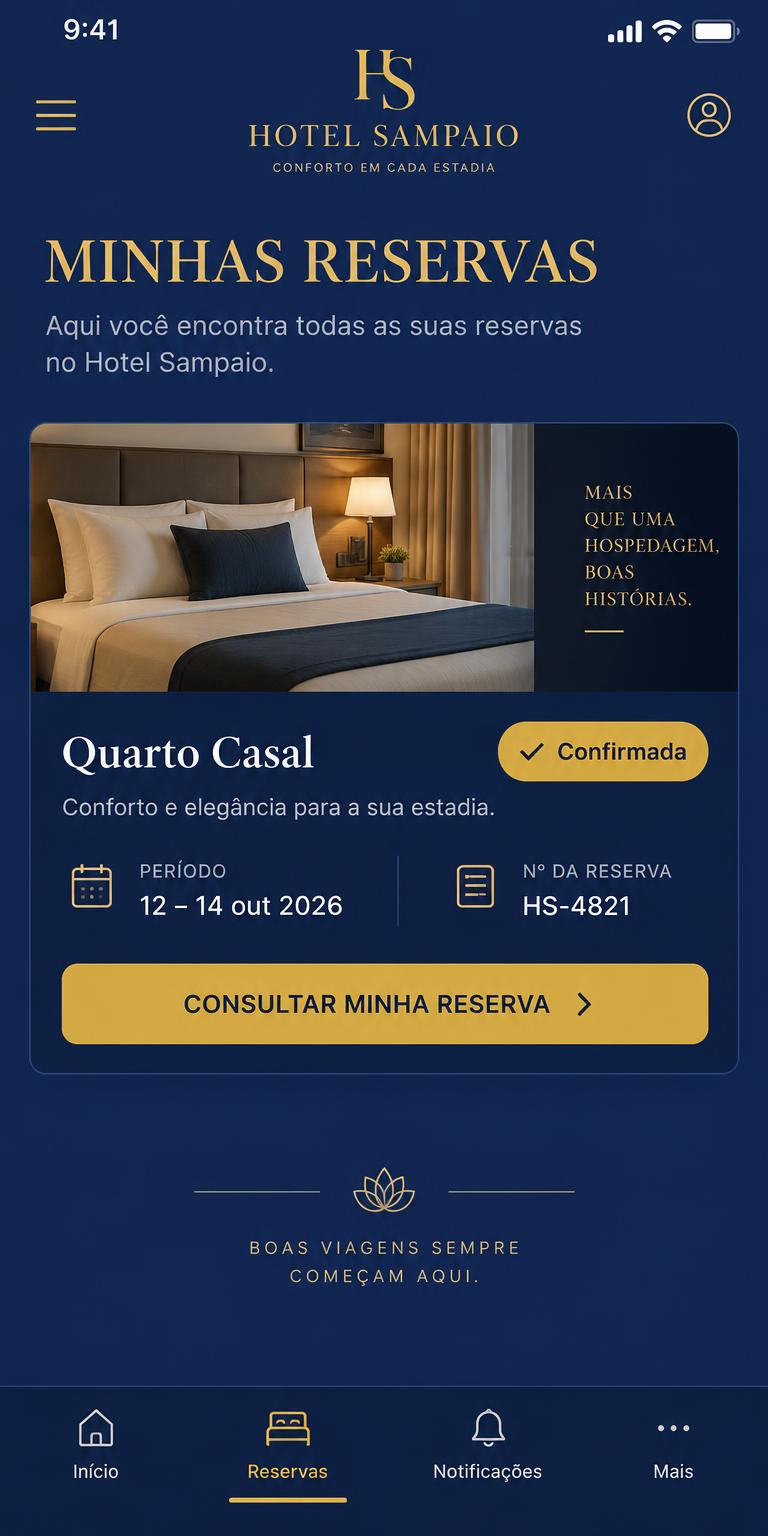 Minhas reservas no aplicativo Hotel Sampaio